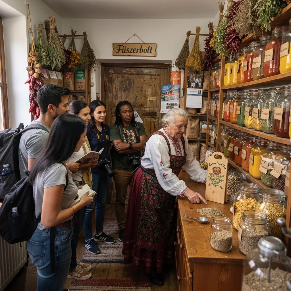 Köményes tea gőzölgő csésze, mellette fűszerek szépen elrendezve.